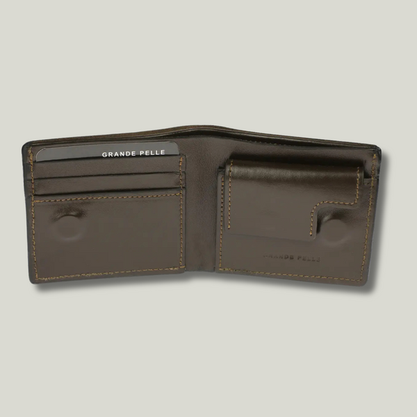 Grande Pelle Wallet with Magnetic Closure 110x90x15mm, Sicillia Leather, Chocolate