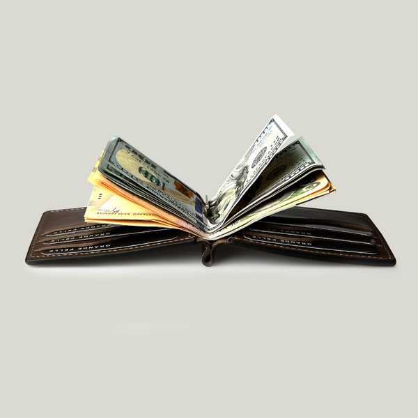 Grande Pelle Onda Money Clip 120x80x5mm, Glossy Leather, Chocolate