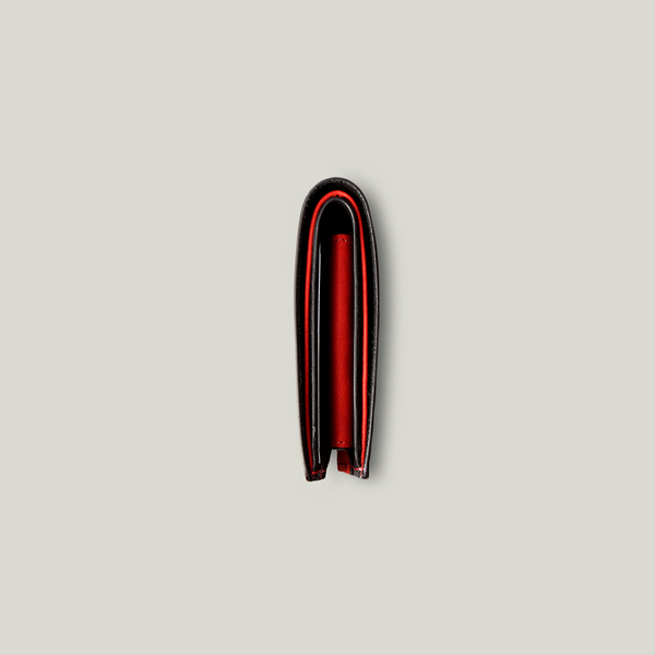 Grande Pelle Wallet with Magnetic Closure 110x90x15mm, Glossy Leather, Black and Red