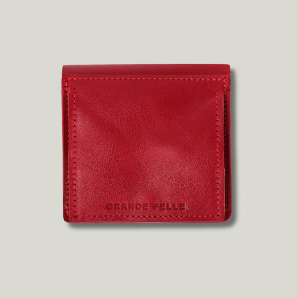 Grande Pelle Lettera Wallet with Coin Pocket 100x100x20mm, Sicillia Leather, Red