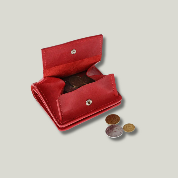 Grande Pelle Lettera Wallet with Coin Pocket 100x100x20mm, Sicillia Leather, Red