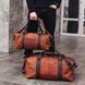 Leather travel bag made of genuine Crazy Horse leather, terracotta