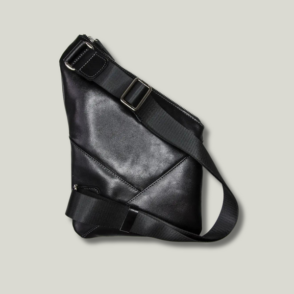 Grande Pelle Men&rsquo;s Shoulder Bag 310x210mm, Glossy Leather, Sicillia Black