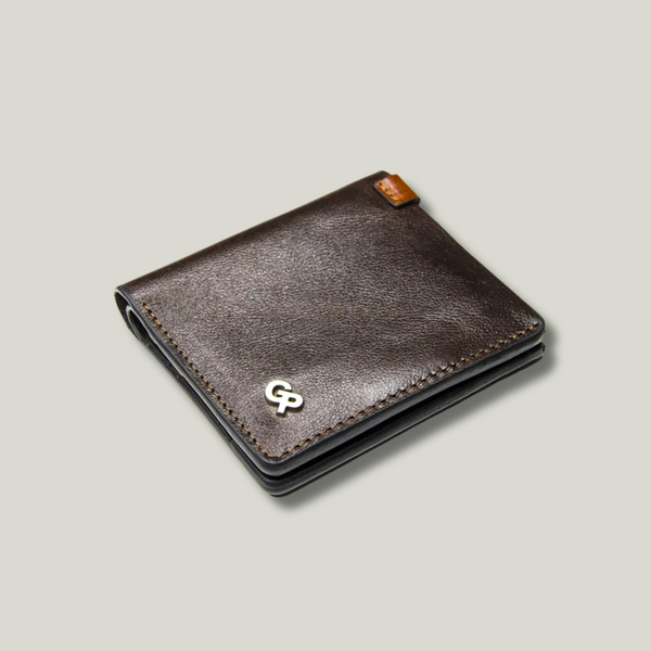 Grande Pelle Viop Wallet 100x100x15mm, Glossy Leather, Chocolate with Terracotta