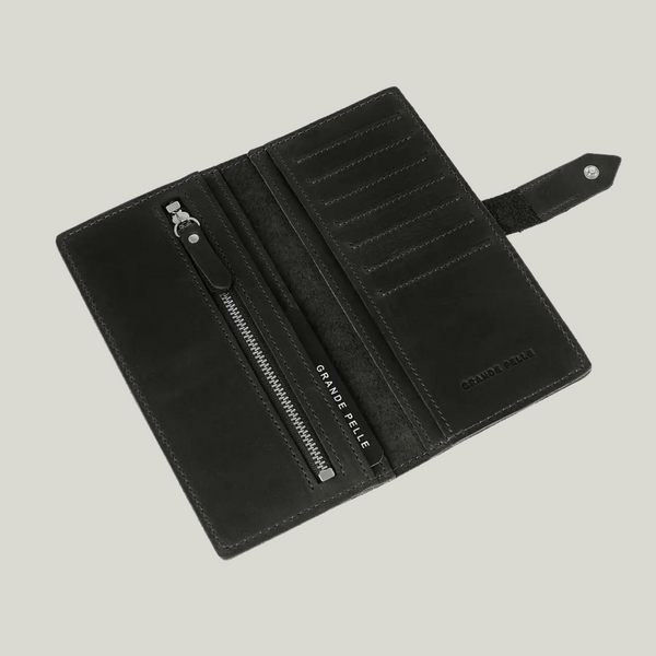 Grande Pelle Wallet 180x90x15mm, Crazy Horse Leather, Black