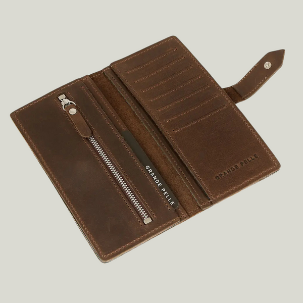 Grande Pelle Wallet 180x90x15mm, Crazy Horse Leather, Chocolate