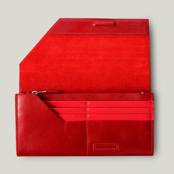 Grande Pelle Festa Wallet 200x105x20mm, Glossy Leather, Red