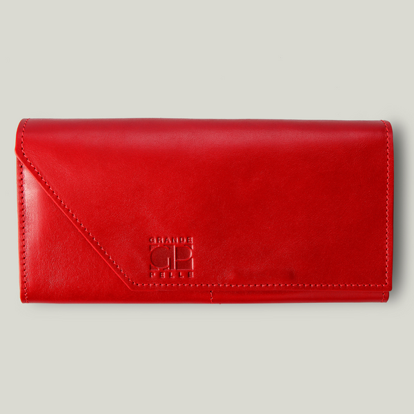 Grande Pelle Festa Wallet 200x105x20mm, Glossy Leather, Red