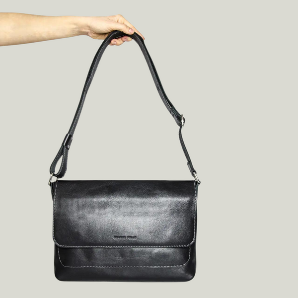Grande Pelle Men&rsquo;s Messenger Bag 32x24x6cm, Black