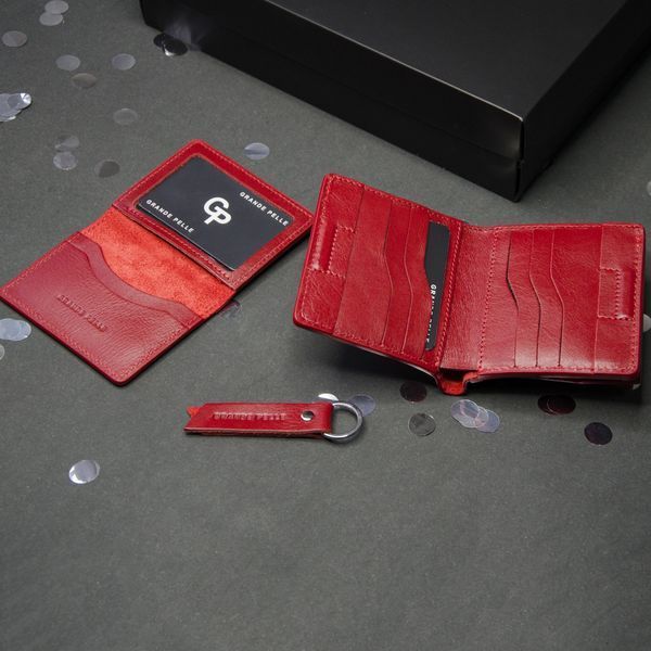 Grande Pelle Gift Set: Wallet + Document Holder + Keychain, Red