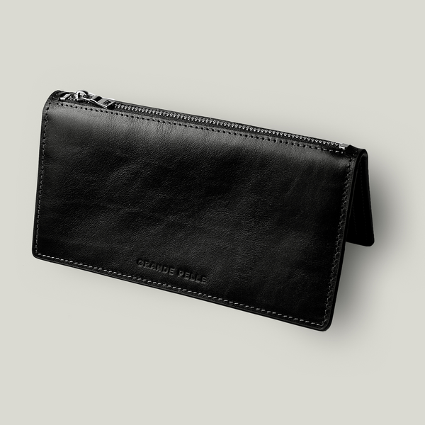 Grande Pelle Uccello Wallet 200x100x15mm, Glossy Leather, Black