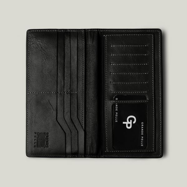 Grande Pelle Uccello Wallet 200x100x15mm, Glossy Leather, Black