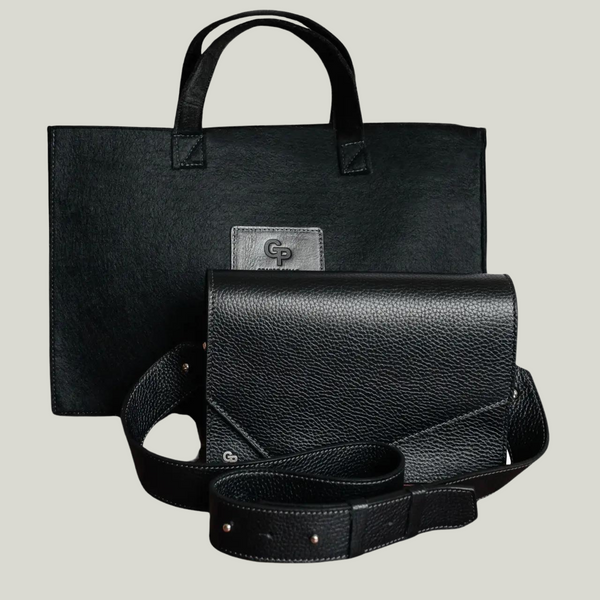 Women’s Bag with Asymmetric Flap, Floater Leather, Black