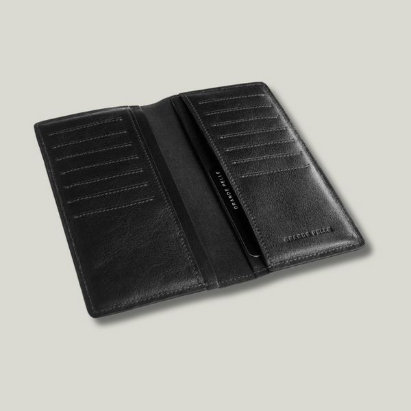 Grande Pelle Business Card Wallet 180x90mm, Glossy Leather, Black