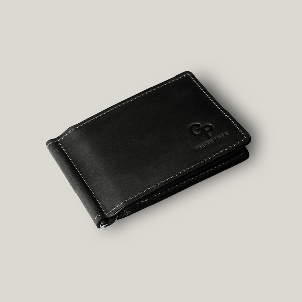 Grande Pelle Onda Money Clip 120x80x5mm, Crazy Horse Leather, Black