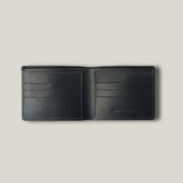 Grande Pelle Wallet Onda 110x90x10mm, Crazy Horse Leather, Black