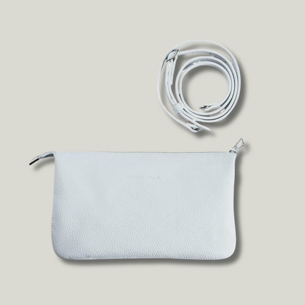 Women&rsquo;s Clutch with Shoulder Strap, Floater Leather, White