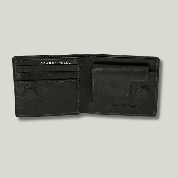 Grande Pelle Wallet with Magnetic Closure 110x90x15mm, Sicillia Leather, Black