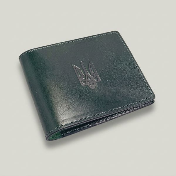 Шкіряна обкладинка для документів з Тризубом Grande Pelle 105 &times; 80, глянцева шкіра, Зелений  215391 фото