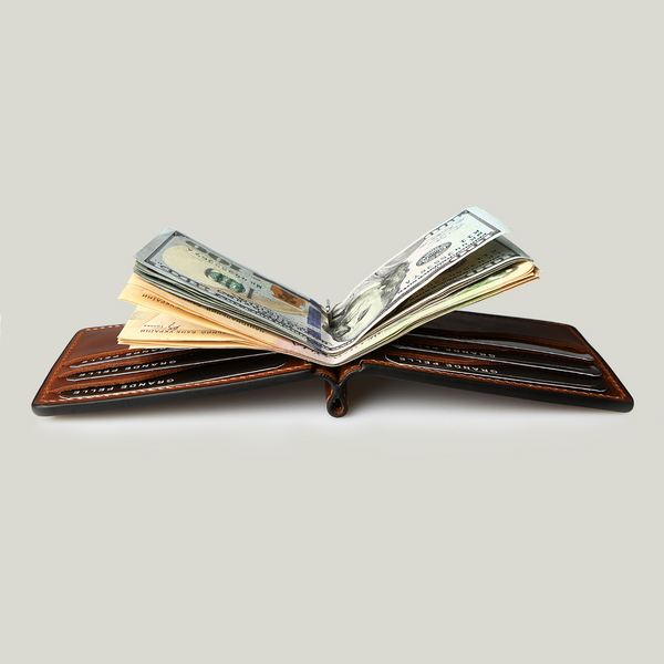 Grande Pelle Onda Money Clip 120x80x5mm, Crazy Horse Leather, Terracotta