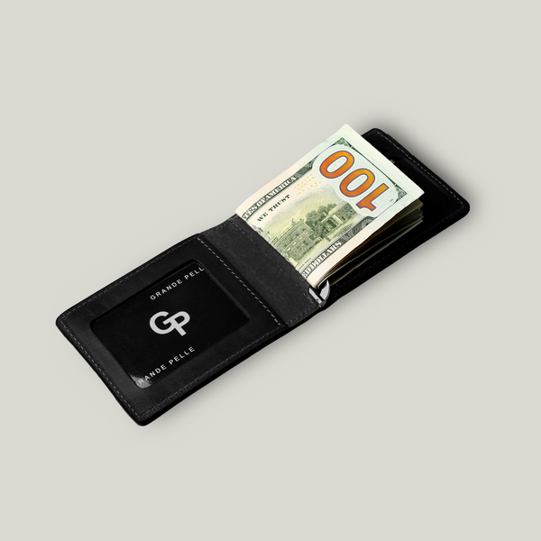 Grande Pelle Money Clip 110x70mm, Glossy Leather, Black