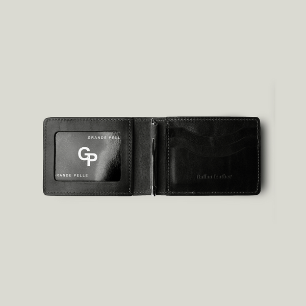 Grande Pelle Money Clip 110x70mm, Glossy Leather, Black