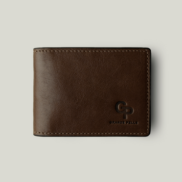 Grande Pelle Clip-Wallet 110x80mm, Glossy Leather, Chocolate