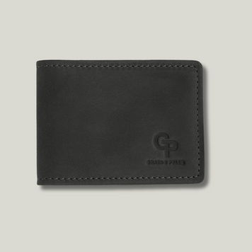 Grande Pelle Clip-Wallet 110x70mm, Crazy Horse Leather, Black