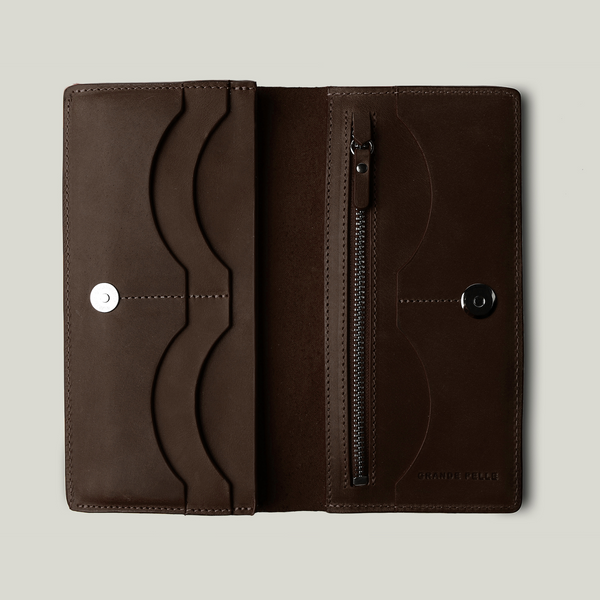 Grande Pelle Wallet Сinturino 195x100x15mm, Crazy Horse Leather, Chocolate