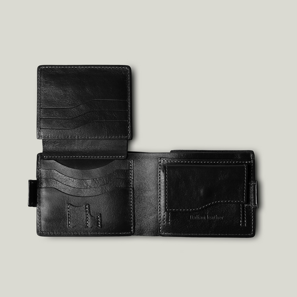 Grande Pelle Amiso Wallet 110x90x15mm, Glossy Leather, Black