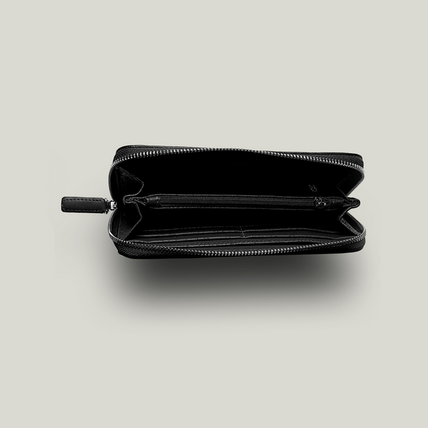 Grande Pelle Serpente Wallet with Zipper 200x105mm, Glossy Leather, Black