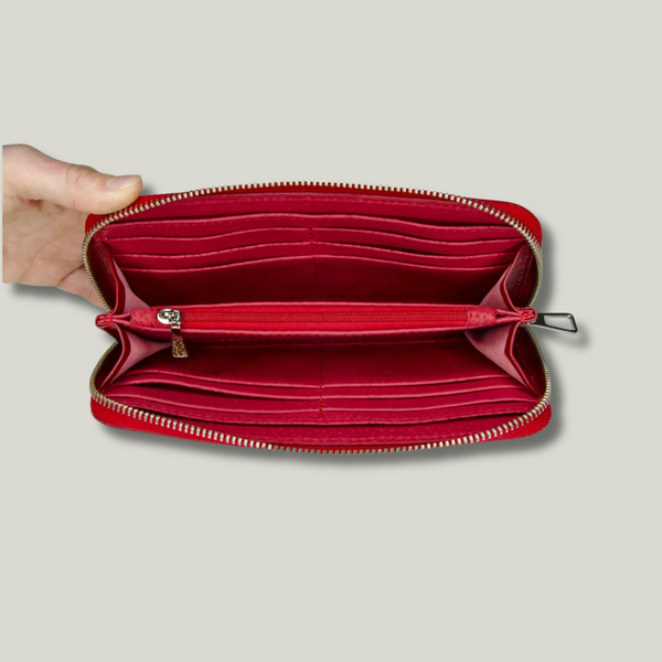 Grande Pelle Serpente Wallet with Zipper 200x105mm, Glossy Leather, Red